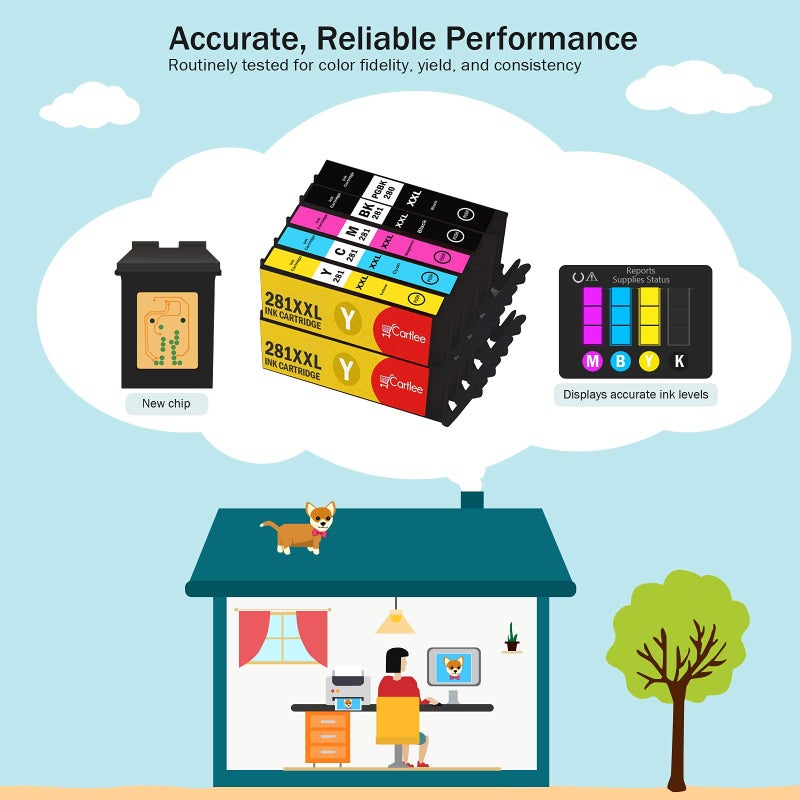 Cartlee 10 Compatible Ink Cartridges Replacement For PGI-280XXL CLI-281XXL 280 XXL 281XXL For Canon Pixma TR8520 TS9120 TS8220 TS6120 TS6220 TS6320 TR7520 TS8120 TS8320 TR8500 printers (10 Pack Combo) - Image 5